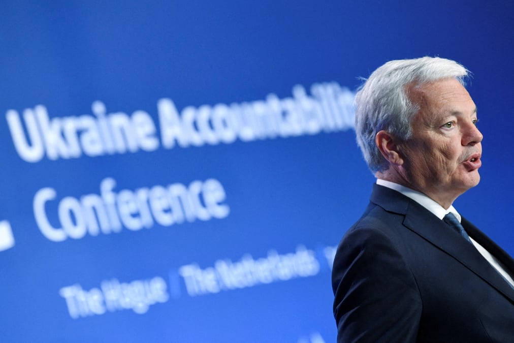 Le commissaire europeen a la justice, didier reynders, a la haye, pays-bas