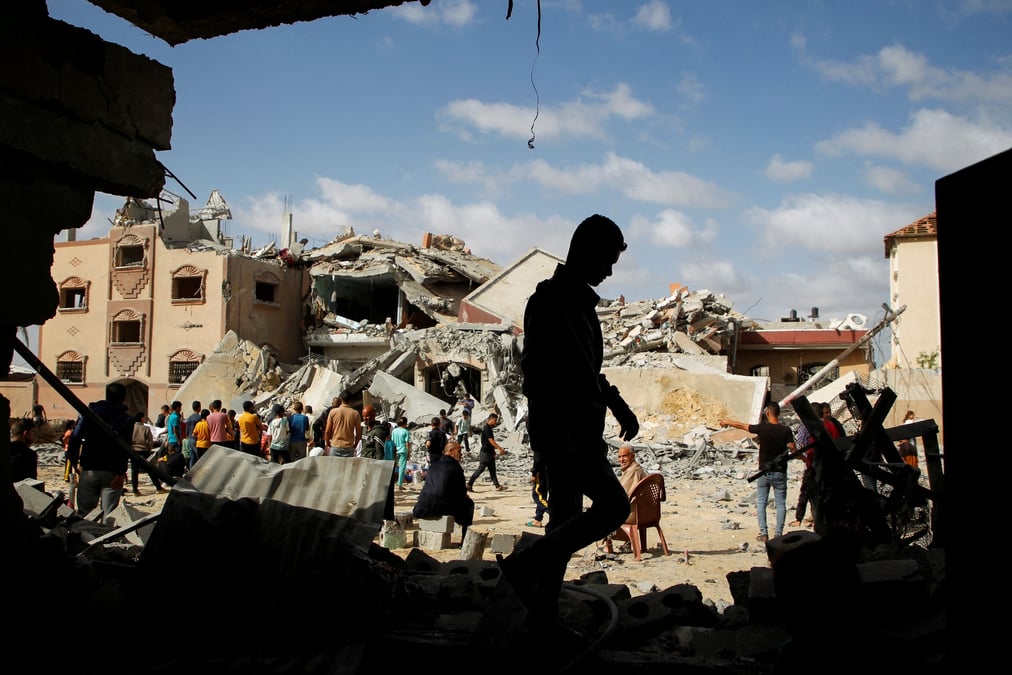 Le site d'une frappe israelienne sur une maison a rafah, dans le sud de la bande de gaza