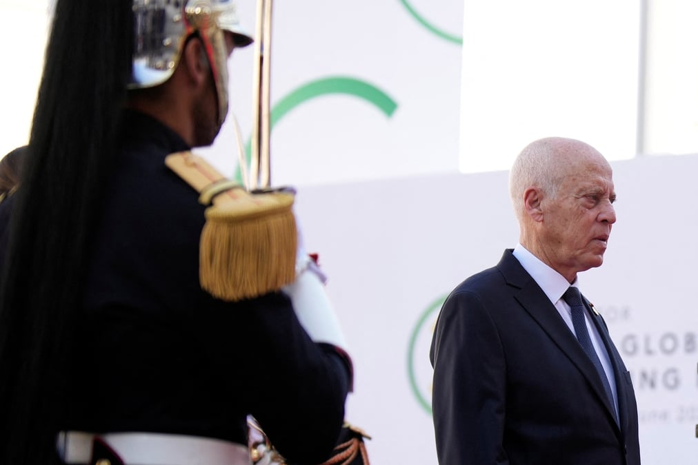 Le president tunisien kais saied arrive au sommet pour un nouveau pacte financier mondial a paris