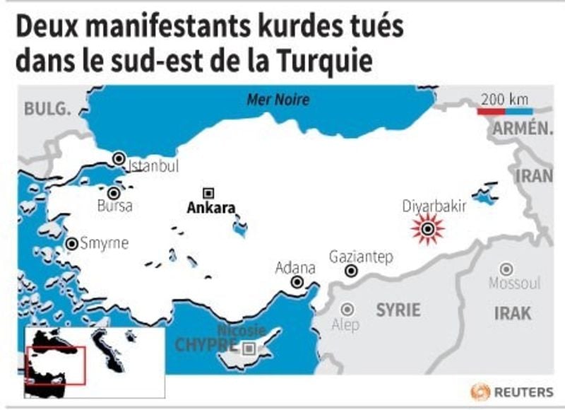 Deux manifestants kurdes tués dans le sud-est de la Turquie