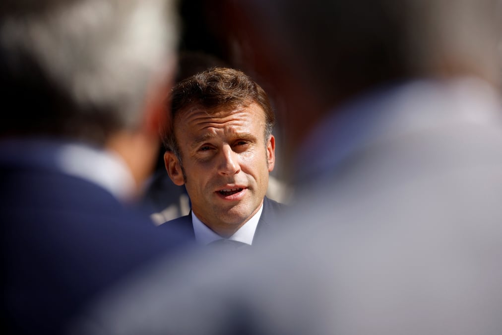 Photo d'archives d'emmanuel macron lors d'un discours a la sous-prefecture de saint-nazaire
