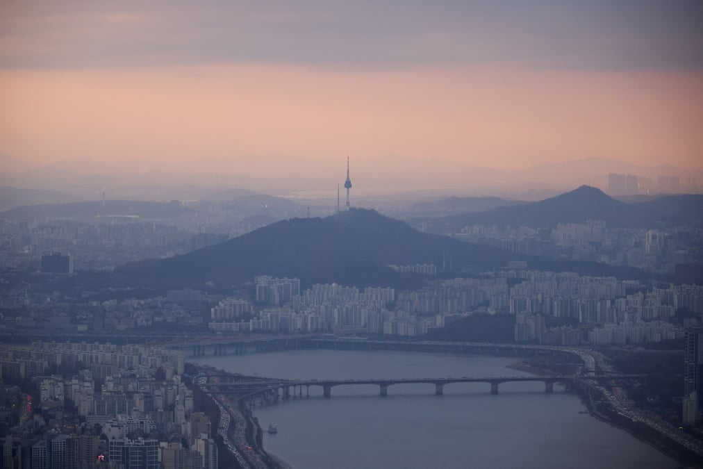 Vue generale de seoul au coucher du soleil a seoul