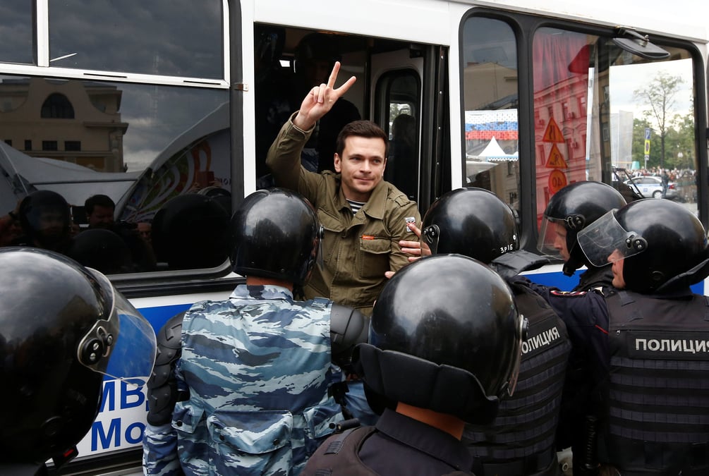 Arrestation de l'opposant russe alexei navalny a moscou