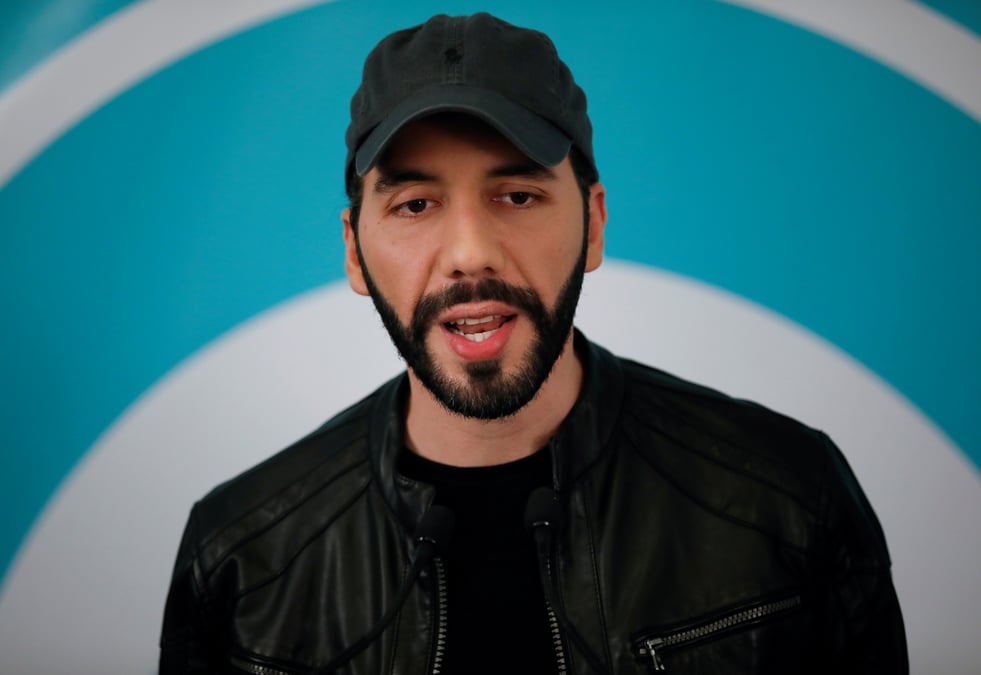 File photo: presidential candidate nayib bukele of gana speaks during a news conference in san salvador