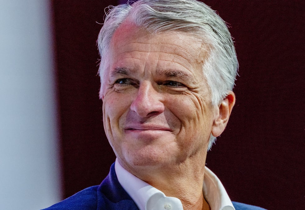 Le directeur general d'ubs, sergio ermotti, lors de la conference building bridges a geneve