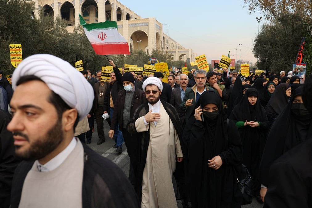 Ceremonie funeraire de victimes de l'attaque de l'etat islamique a kerman, a teheran