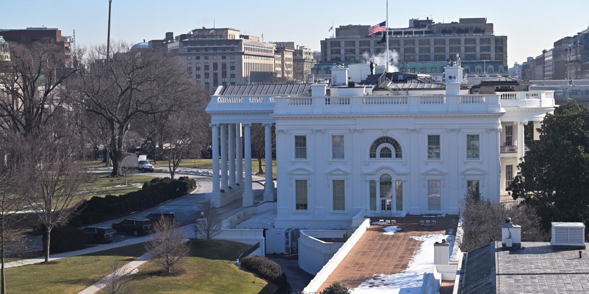 La Maison Blanche vue depuis le bâtiment Eisenhower, où l'accès Starlink a été installé.