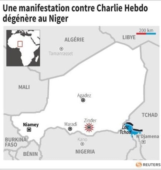 Une manifestation contre charlie hebdo degenere au niger