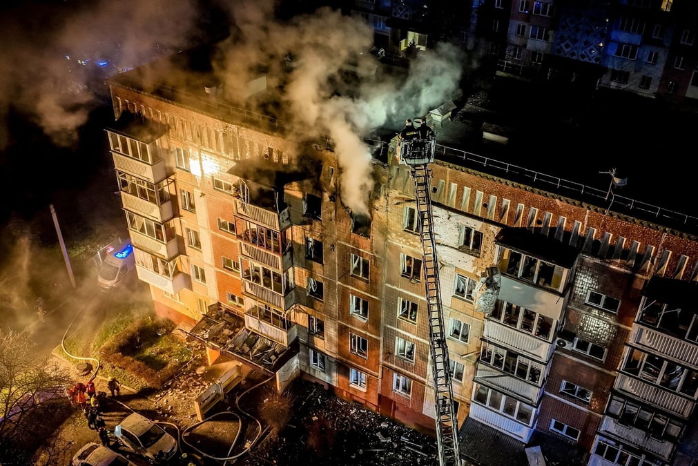 Les consequences d'une attaque de drone russe a ternopil