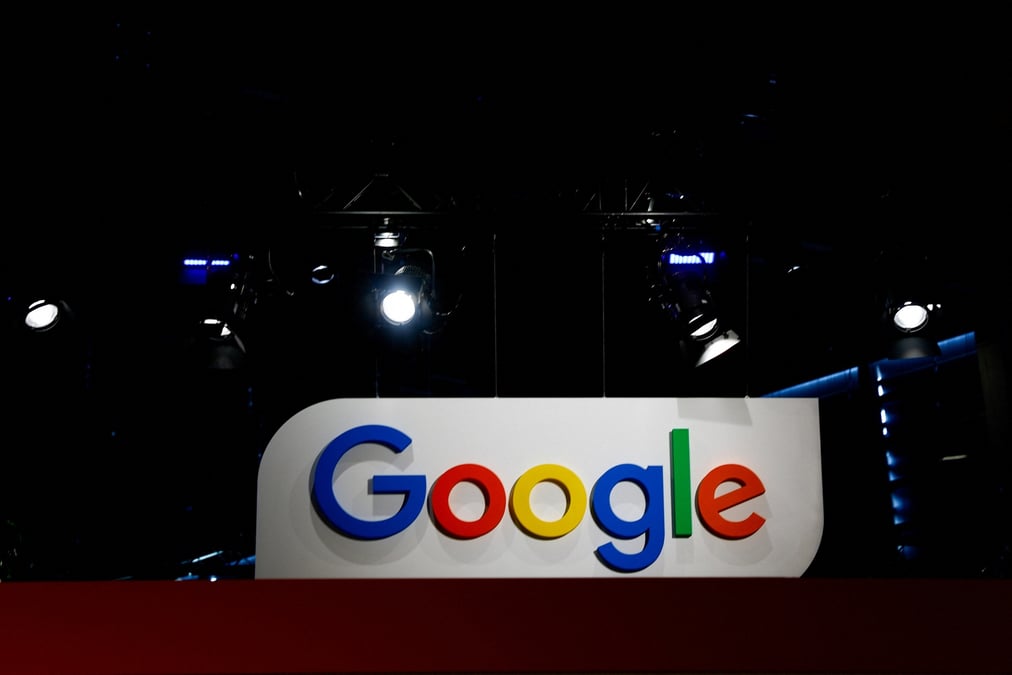 Le logo de google est visible lors de la conference viva technology a paris