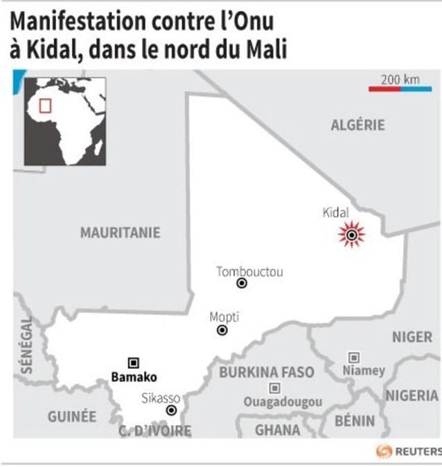 Manifestation contre l'onu a kidal, dans le nord du mali