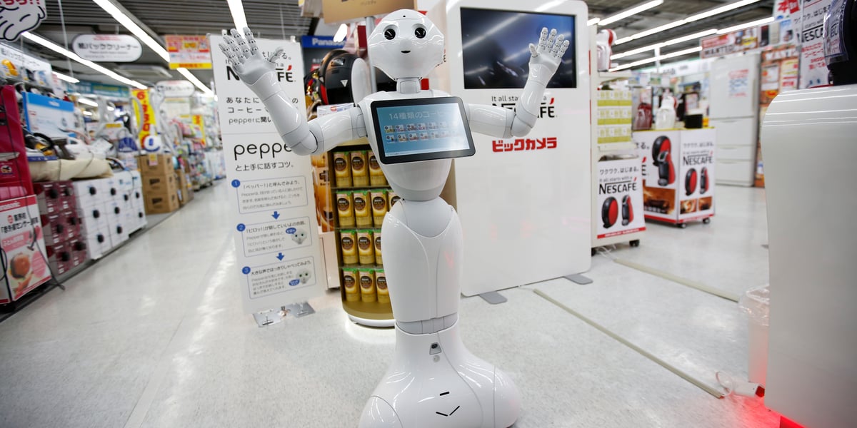 Pepper, le robot « social » lancé en 2014 par Aldebaran Robotics.