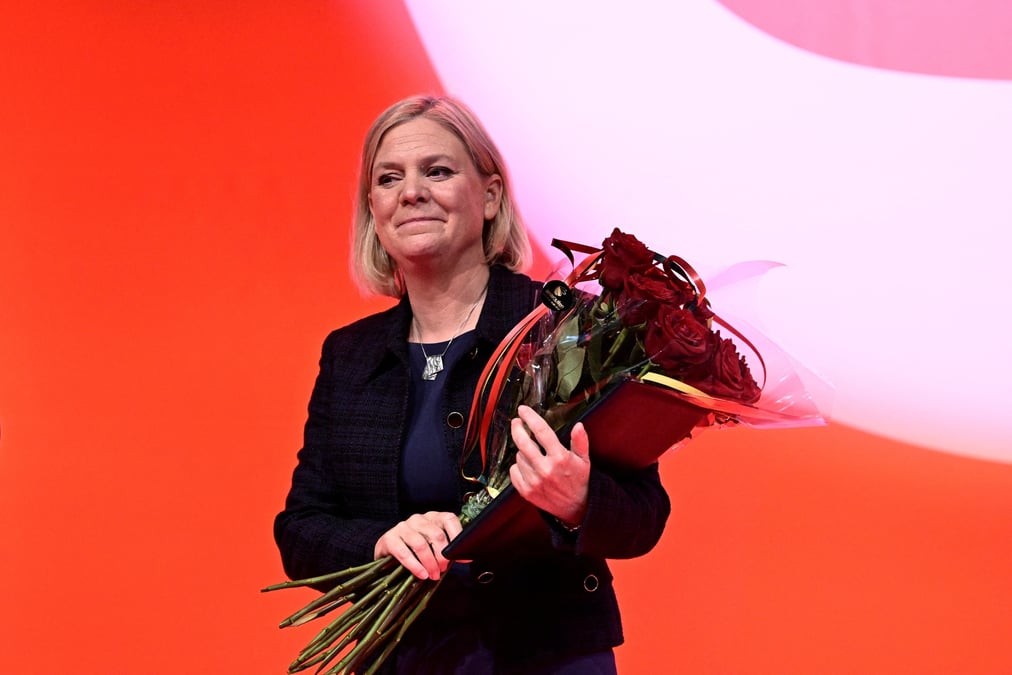 La premiere ministre suedoise, magdalena andersson, lors de la veille electorale du parti social-democrate
