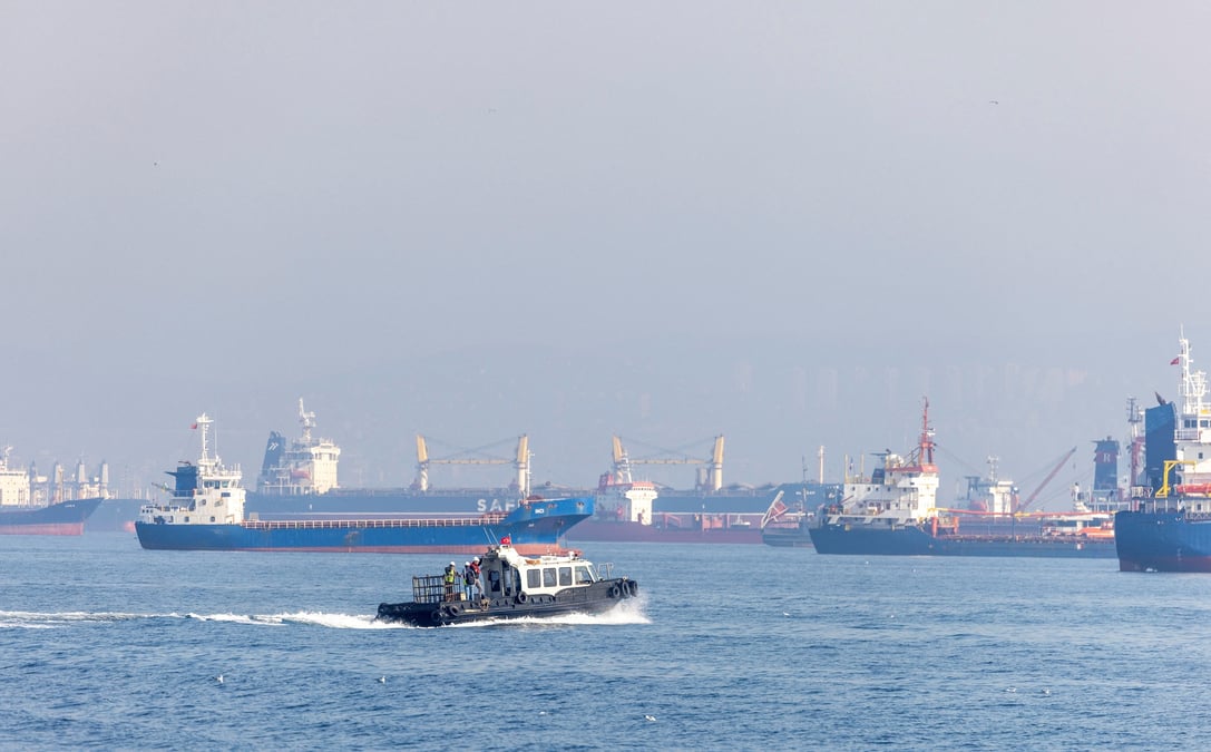 Des navires commerciaux devant le detroit du bosphore