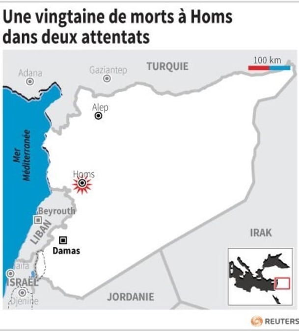 Deux attentats en Syrie font une vingtaine de morts à Homs