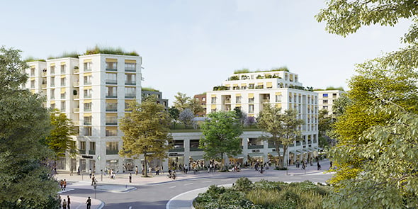 Ensemble immobilier Manifesto-Village des médias, qui va sortir de terre à Dugny en vue des JO Paris 2024