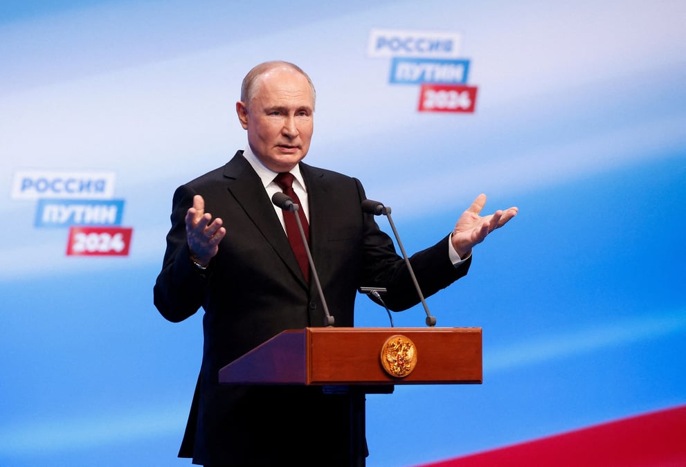 Photo du president reelu de la russie, vladimir poutine