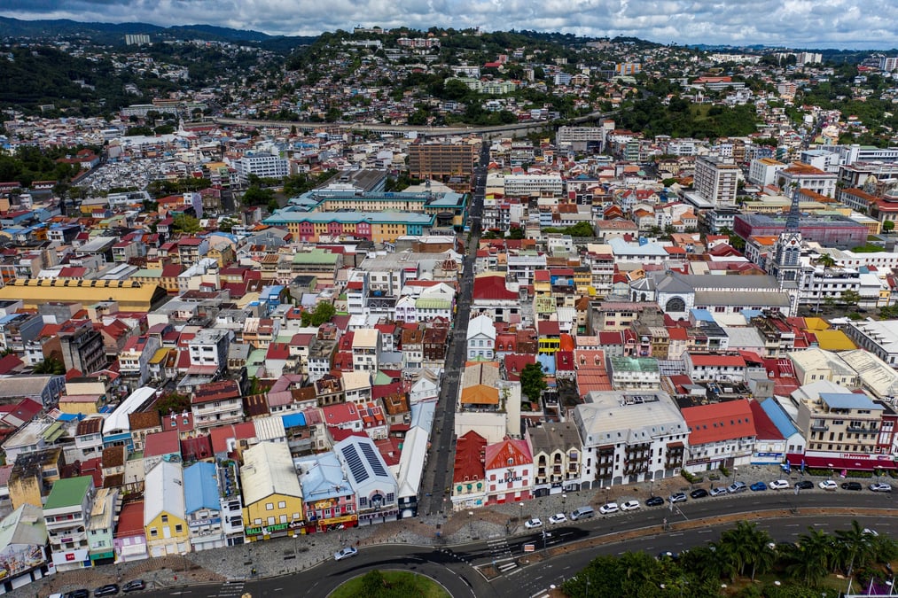 Vue aerienne du centre-ville de fort de france
