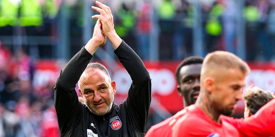 Frank Schmidt, le 28 septembre lors de la victoire de Heidenheim à Mayence.