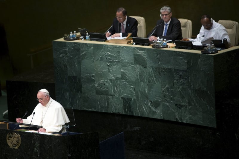 A la tribune de l'onu, le pape denonce la cupidite humaine