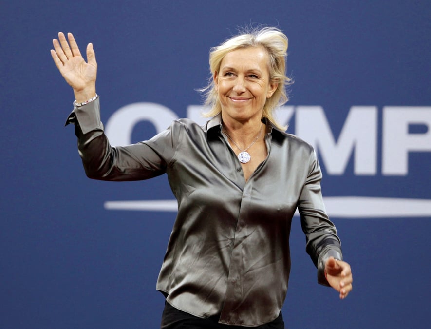 Photo d'archives : l'ancienne star du tennis martina navratilova lors de la ceremonie d'ouverture de l'u.s. open a new york