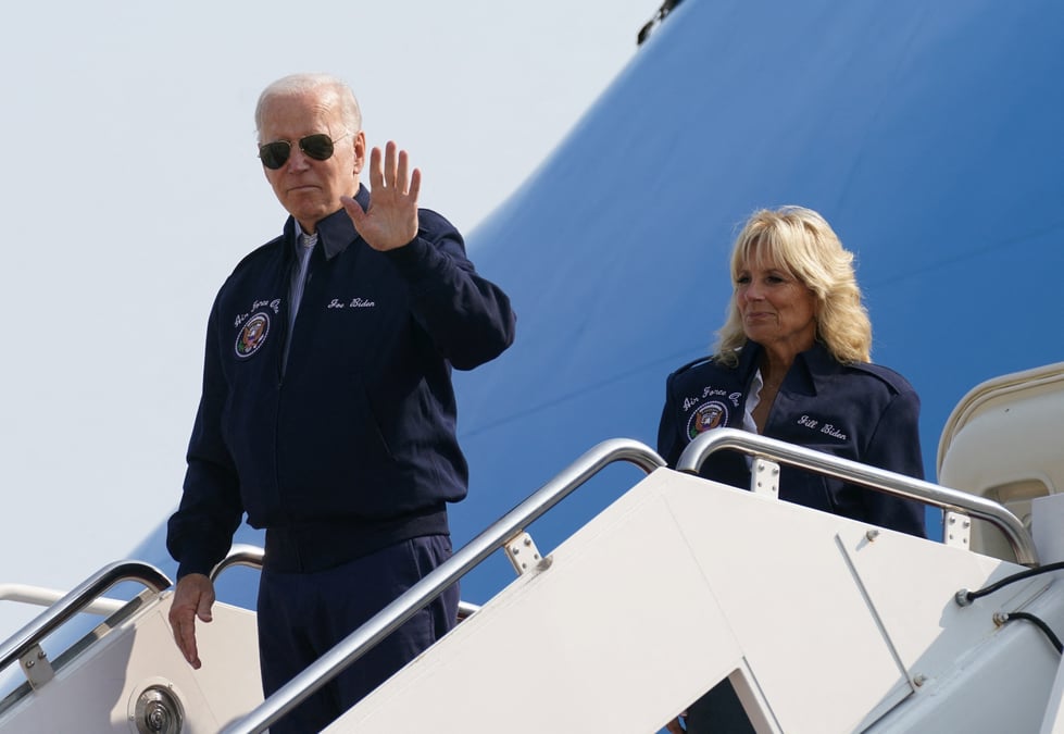 Le president americain joe biden et la premiere dame jill biden partent pour londres pour assister aux funerailles de la reine elizabeth ii