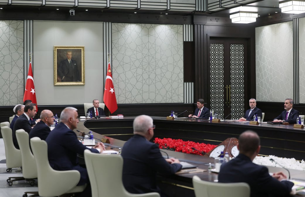 Le president turc tayyip erdogan preside une reunion du cabinet