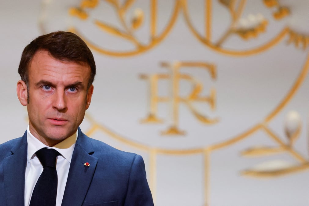 Le president francais emmanuel macron a l'elysee a paris