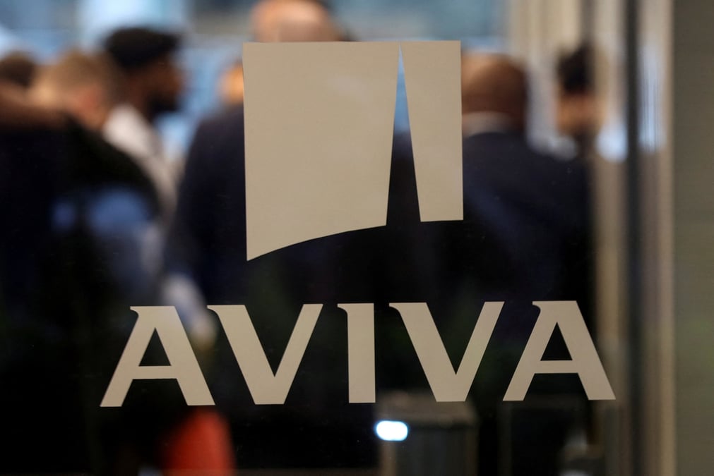 Le logo d'aviva au bureau londonien de l'entreprise