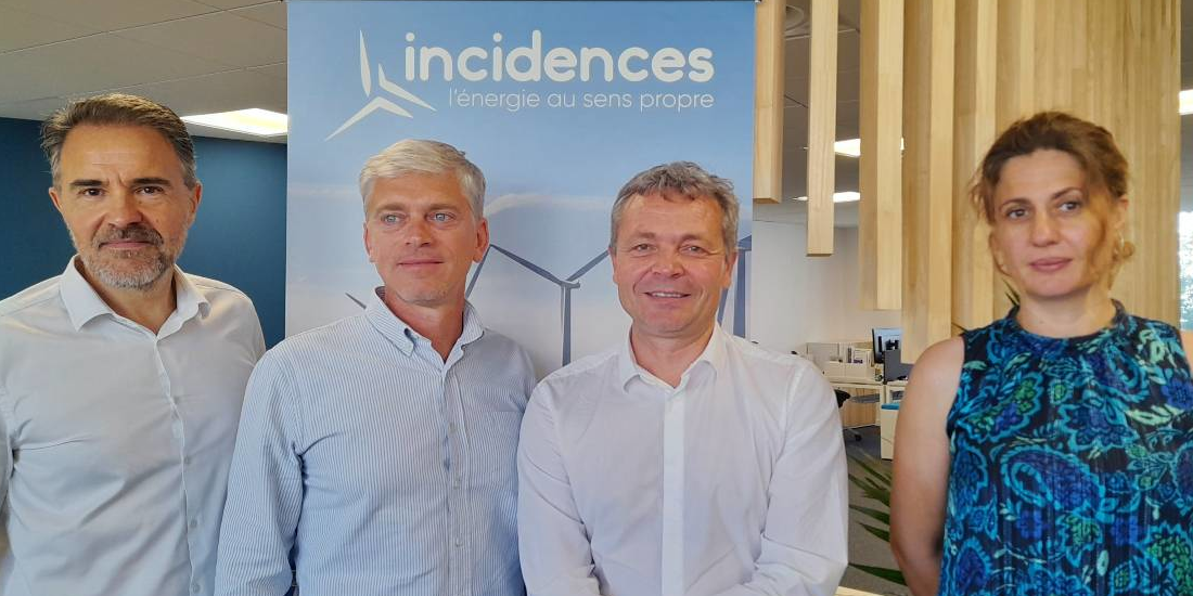Jean-Marc Armitano (à gauche) et les trois cofondateurs d'Incidences, Julien Garçon, David Augeix et Séverine Pasquinet, le 24 juin 2024 à Montpellier.