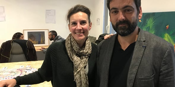 Magali Pagnon, présidente de Nympheas et Nicolas Combis, co-dirigeant d'Agelys qui multiplie les espaces de coworking à Nîmes.