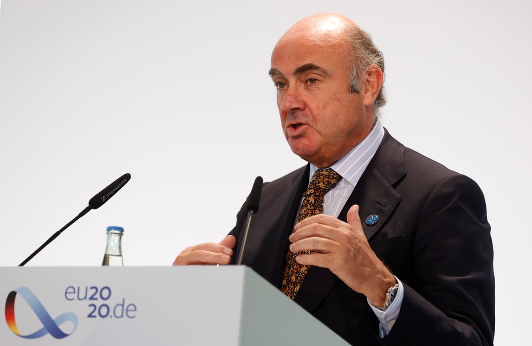 Le vice-president de la banque centrale europeenne (bce) luis de guindos lors de la reunion informelle des ministres de l'ue