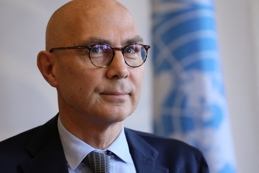 Le haut-commissaire des nations unies aux droits de l'homme, volker turk, lors d'une conference de presse a geneve