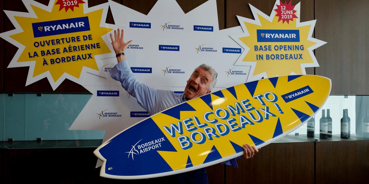Michael O'Reilly, le DG de Ryanair ici à Bordeaux en 2019, vient d'annoncer la fermeture de la base bordelaise dès le mois de novembre 2024.
