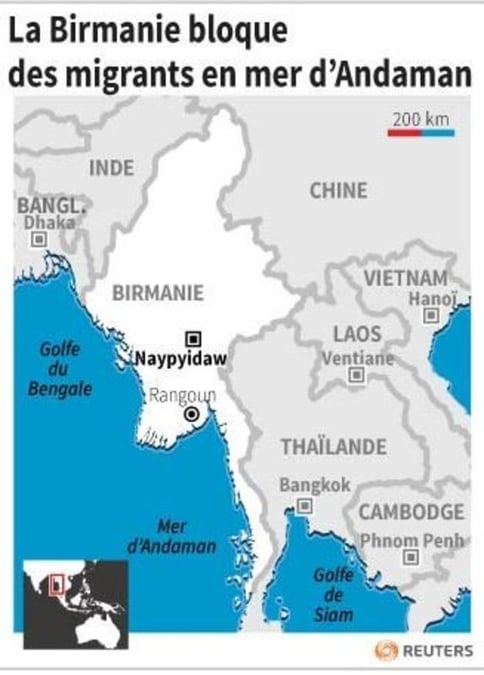 La birmanie bloque des migrants en mer d’andaman
