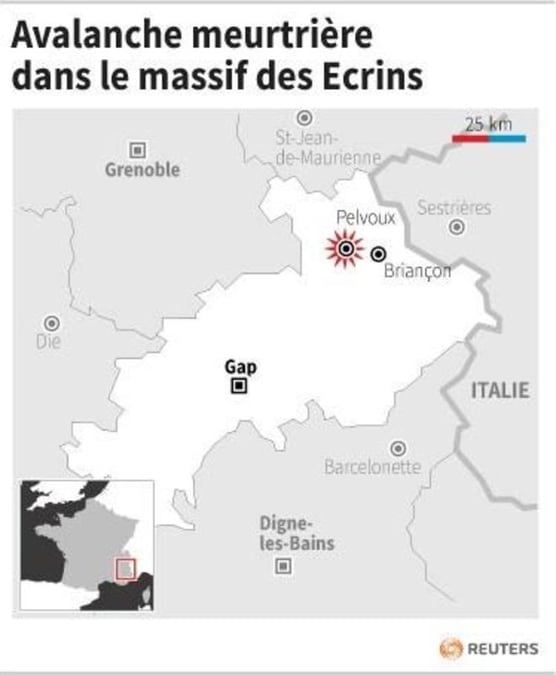 Avalanche meurtriere dans le massif des ecrins