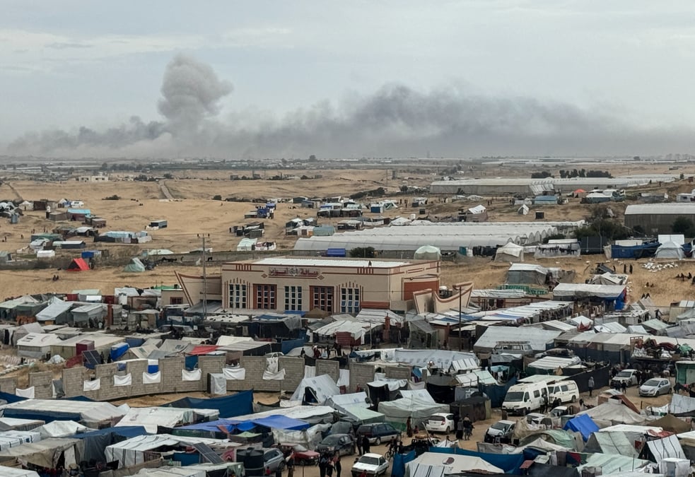 Un refuge pour des palestiniens a rafah, dans la bande de gaza