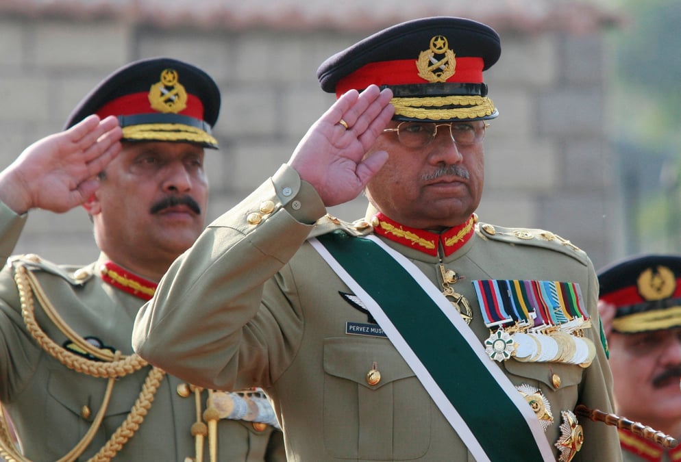 Photo d'archives de l'ancien president pakistanais pervez musharraf au siege de l'etat-major interarmees a rawalpindi