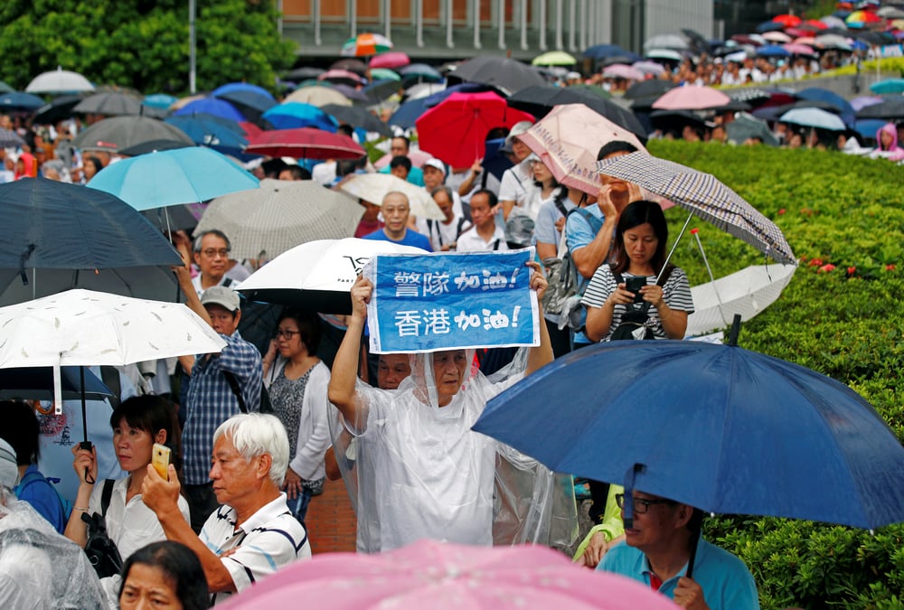 Manifestation de soutien a la police a hong kong