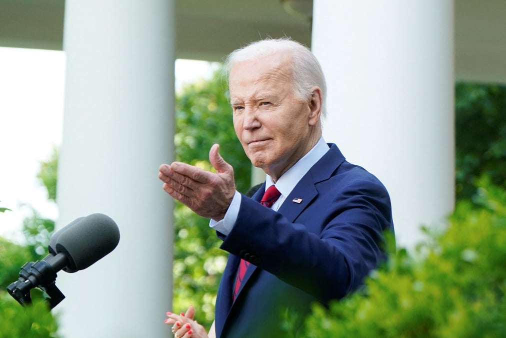 Le president americain joe biden lors d'un discours dans la roseraie de la maison blanche, a washington