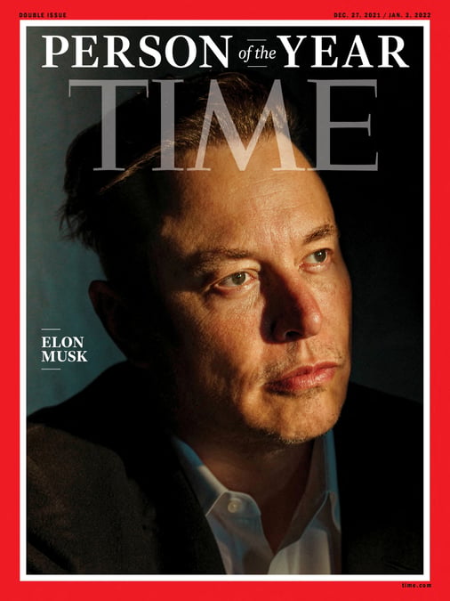Elon musk nomme personnalite de l'annee 2021 par time magazine