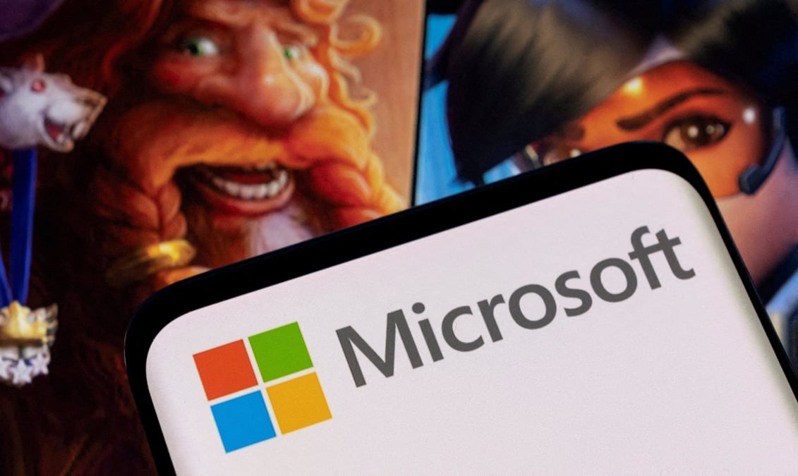 Illustration du logo microsoft et de jeux activision blizzard