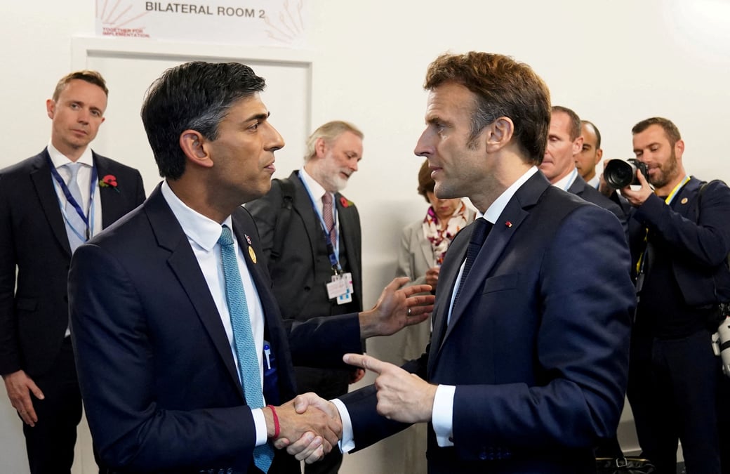 Le premier ministre britannique rishi sunak rencontre le president francais emmanuel macron