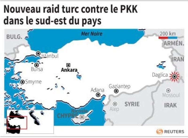 Nouveau raid turc contre le pkk dans le sud-est du pays