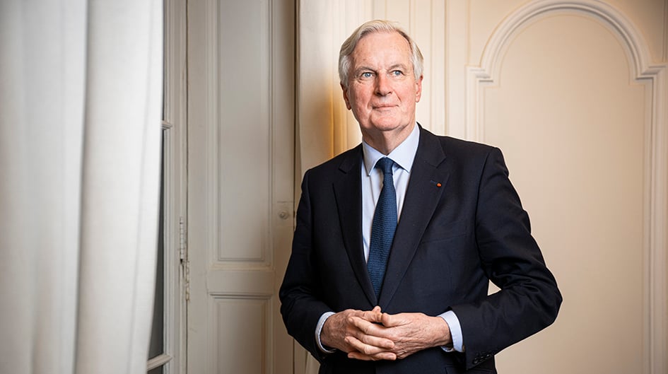 Michel Barnier, dans ses bureaux de l’hôtel de Cassini, jeudi 13 février 2025 à Paris.