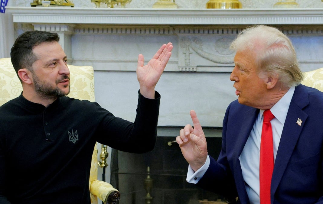 Donald Trump et Volodymyr Zelensky lors d'une rencontre à la Maison-Blanche aux Etats-Unis le 28 février 2025. (Photo d'illustration).