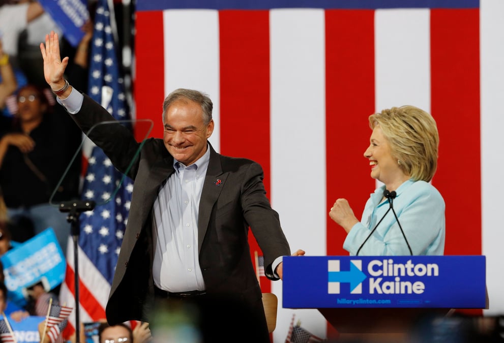 Apres sa nomination comme colistier, tim kaine entre en campagne