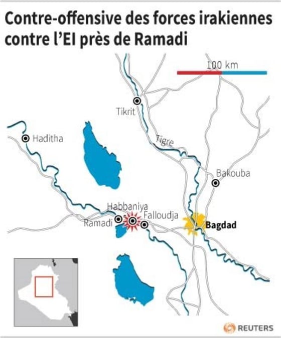 Contre-offensive des forces irakiennes contre l'ei pres de ramadi