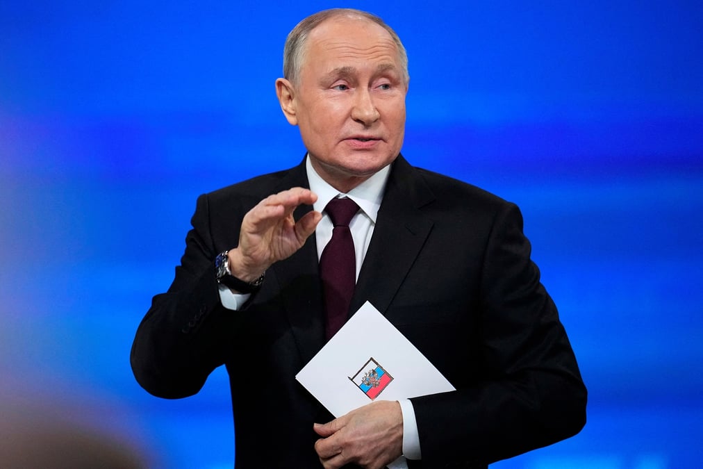 Le president russe poutine lors de sa conference de presse annuelle a moscou