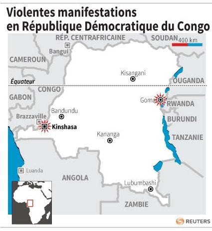 Violentes manifestations en republique democratique du congo
